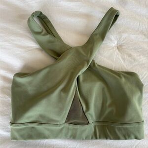 Nike Green Swoosh Wrap Support Removable Pad Black Sports Bra Women's M